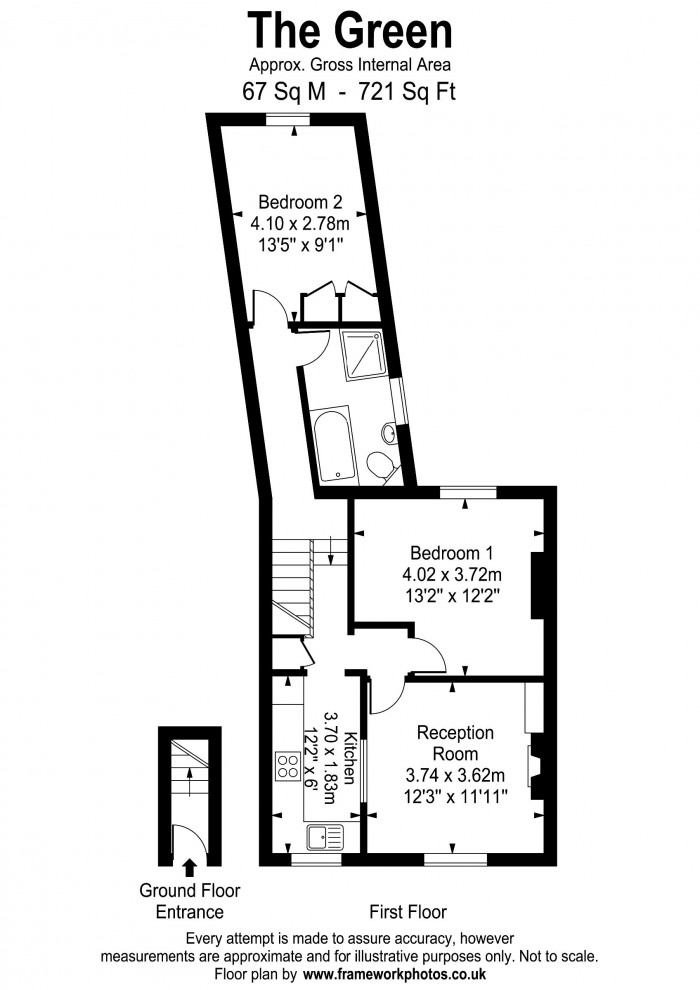 Floorplan for First Floor Flat, 70 The Green, TW2