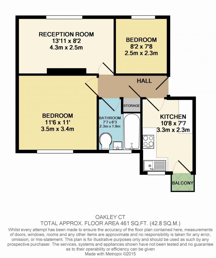 Floorplan for Flat 6, Oakley Court, TW2