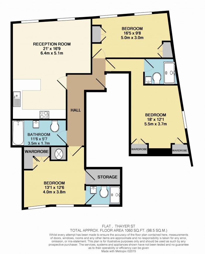 Floorplan for Flat 3, 3A Thayer Street, W1U