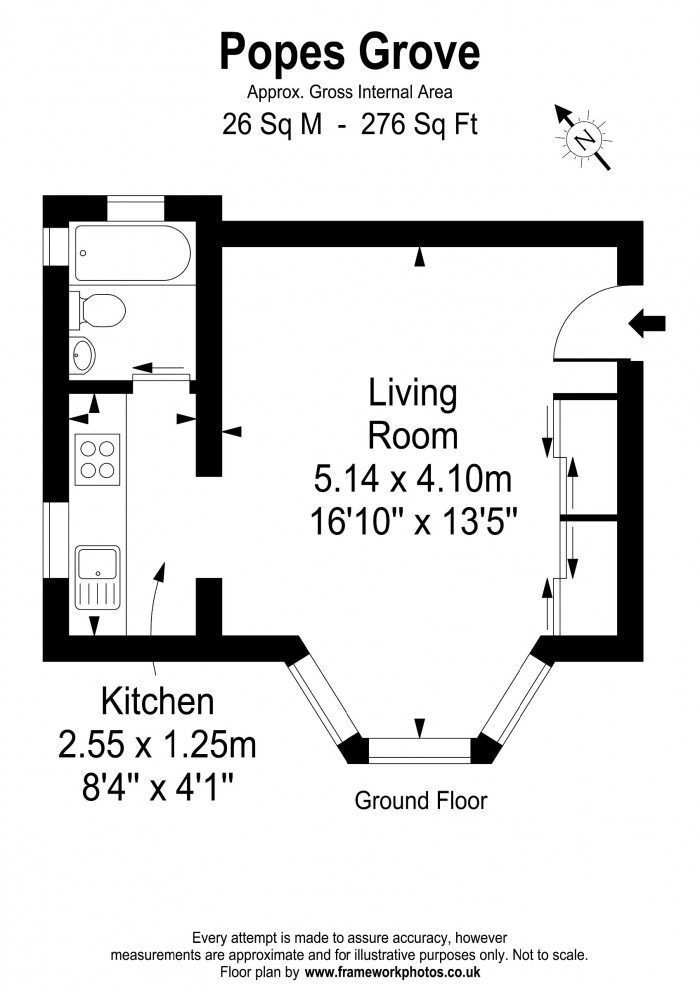 Floorplan for Flat 1 51 Popes Grove, TW1