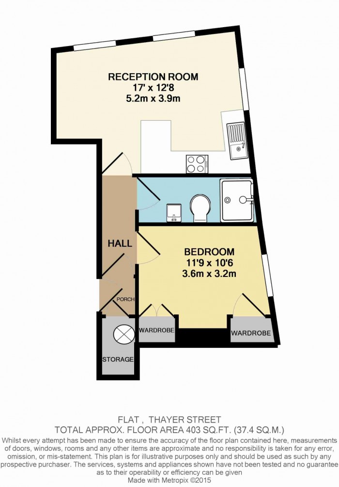 Floorplan for Flat 1, 3a Thayer Street, W1U