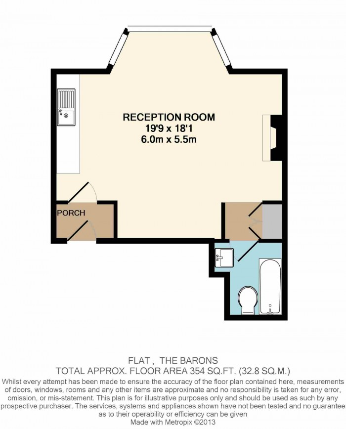 Floorplan for Flat 3, 15 The Barons, TW1