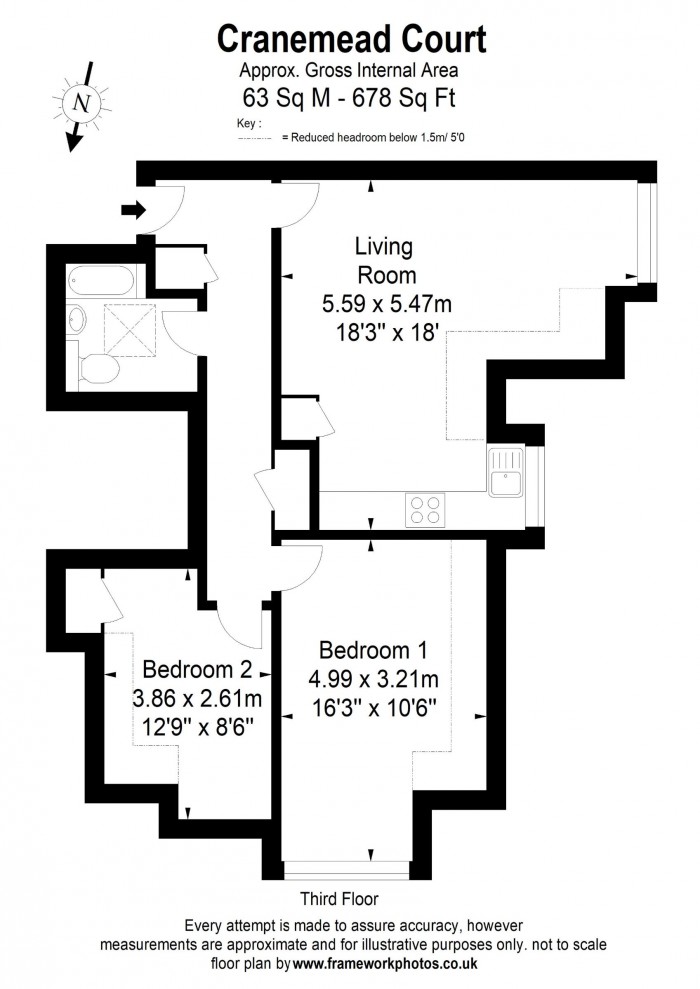 Floorplan for Flat 18, Cranemead Court, TW1