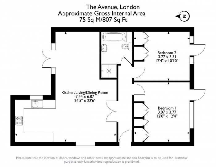 Floorplan for Flat A, 68 The Avenue, W4