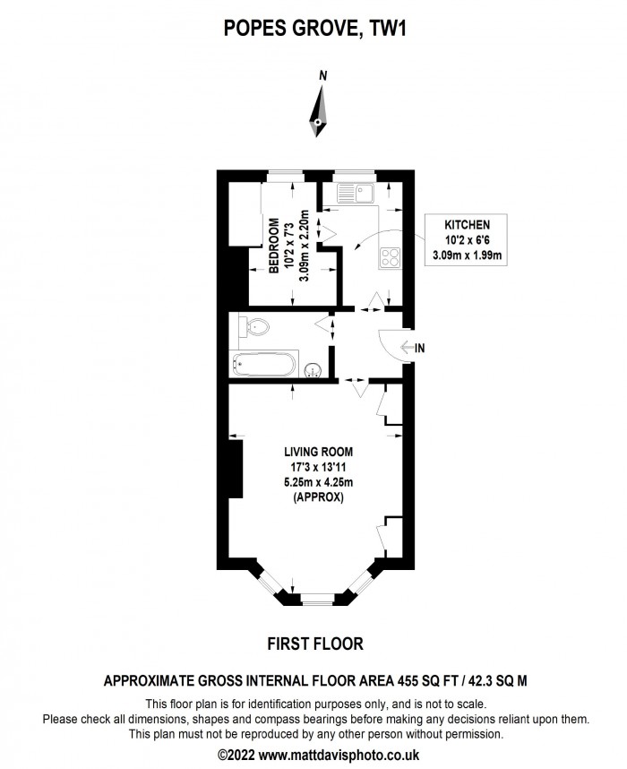Floorplan for Flat 4, 53 Popes Grove, TW1